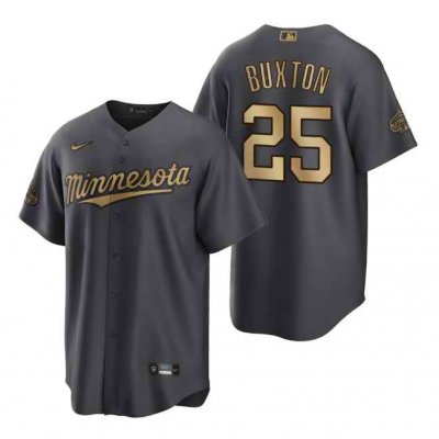 Men's Minnesota Twins #25 Byron Buxton 2022 All-Star Charcoal Cool Base Stitched Baseball Jersey