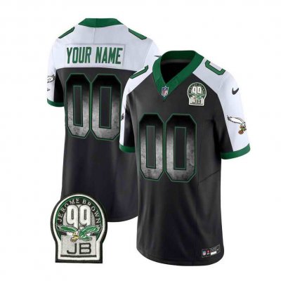 Men's Philadelphia Eagles Active Player Custom Black/White 2023 F.U.S.E. Throwback Vapor Untouchable Limited Stitched Football Jersey