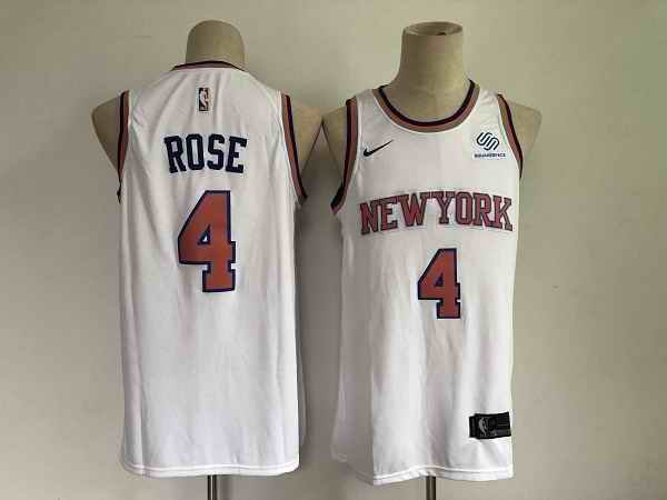 New Yok Knicks #4 Derrick Rose White Stitched Jersey