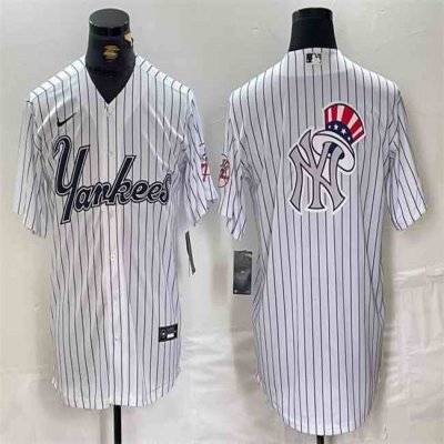 Men's New York Yankees White Team Big Logo Cool Base Stitched Baseball Jersey