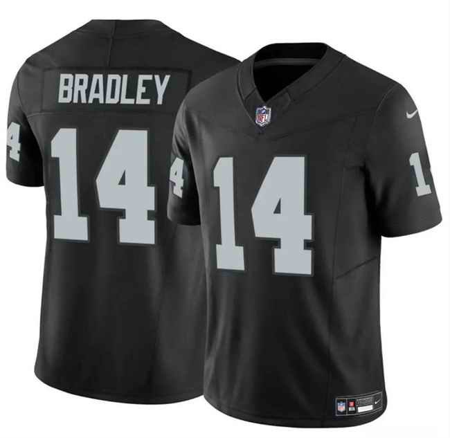 Men's Las Vegas Raiders #14 Carter Bradley Black 2024 F.U.S.E Vapor Stitched Football Jersey