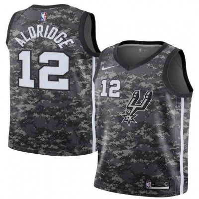 Men's San Antonio Spurs #12 Lamarcus Aldridge Black City Edition Swingman Stitched Jersey