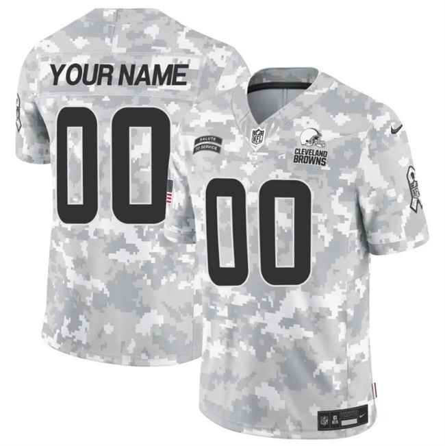 Men's Cleveland Browns Active Player Custom 2024 F.U.S.E Arctic Camo Salute to Service Limited Stitched Football Jersey