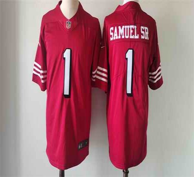 Men's San Francisco 49ers #1 Deebo Samuel SR New Red Vapor Untouchable Limited Stitched Football Jersey