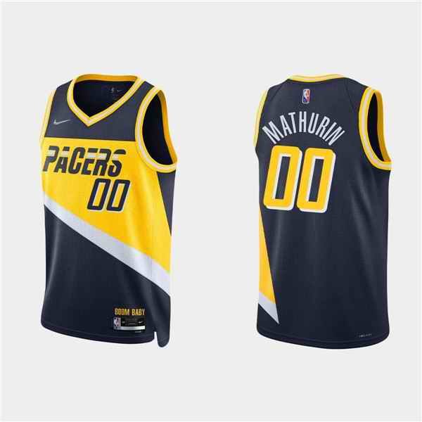 Men's Indiana Pacers #00 Bennedict Mathurin 2021/22 Navy City 75th Anniversary Stitched Basketball Jersey