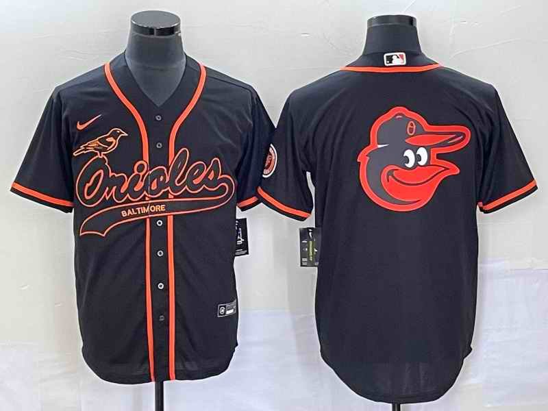 Men's Baltimore Orioles Black Team Big Logo Cool Base Stitched Jersey