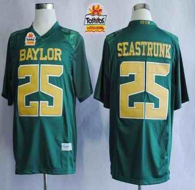 Bears #25 Lache Seastrunk Green 2014 Fiesta Bowl Patch Stitched NCAA Jersey