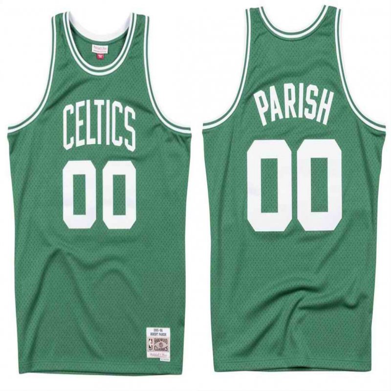 Men's Boston Celtics #00 Robert Parish Green 1985-86 Throwback Stitched Jersey