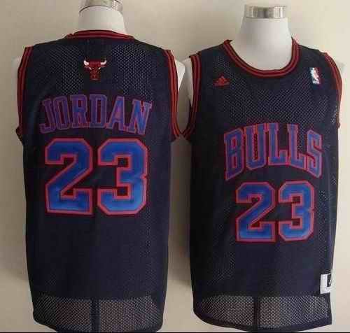 Bulls #23 Michael Jordan Black(Blue No.) Stitched NBA Jersey