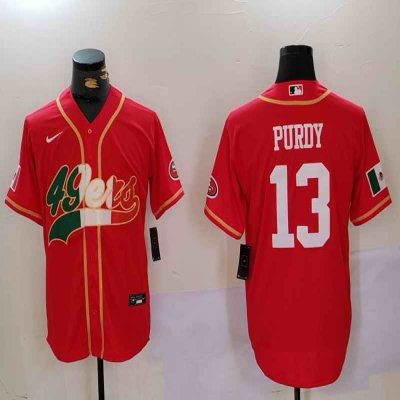 Men's San Francisco 49ers #13 Brock Purdy Red Mexico With Patch Stitched Baseball Jersey