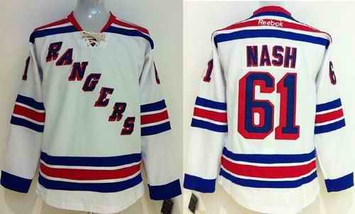 Rangers #61 Rick Nash White Stitched Youth NHL Jersey