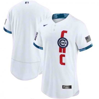 Men's Chicago Cubs Blank 2021 White All-Star Flex Base Stitched MLB Jersey