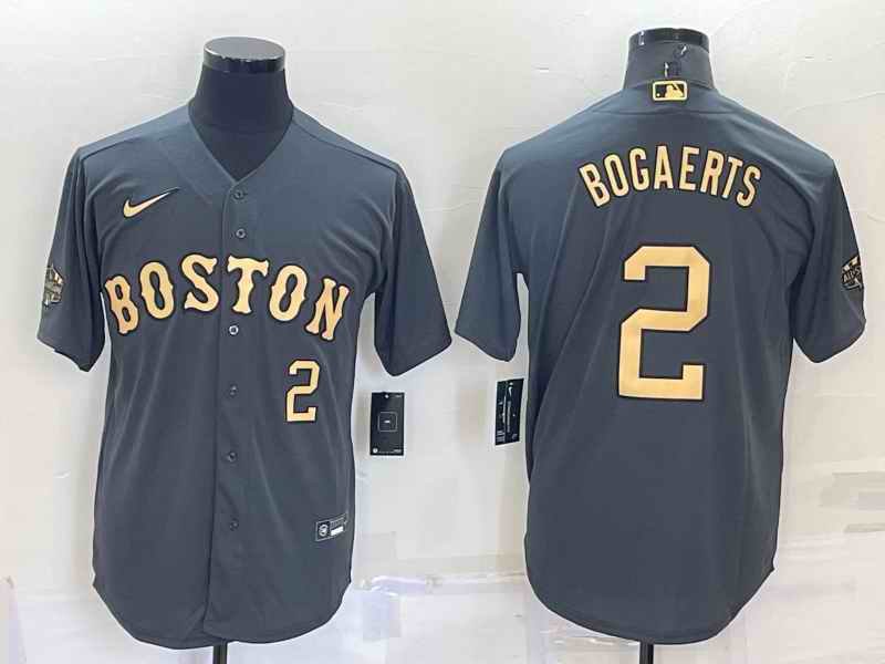 Men's Boston Red Sox #2 Xander Bogaerts 2022 All-star Charcoal Cool Base Stitched Jersey