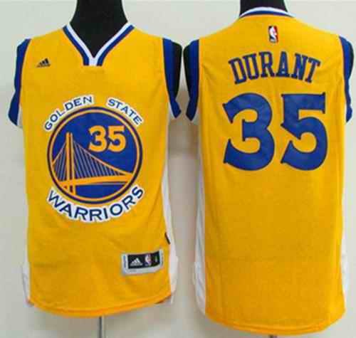 Warriors #35 Kevin Durant Gold Stitched NBA Jersey