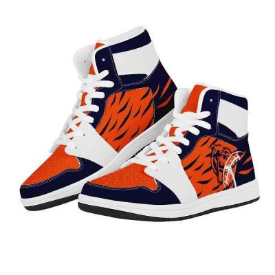 Women's Chicago Bears High Top Leather AJ1 Sneakers 001