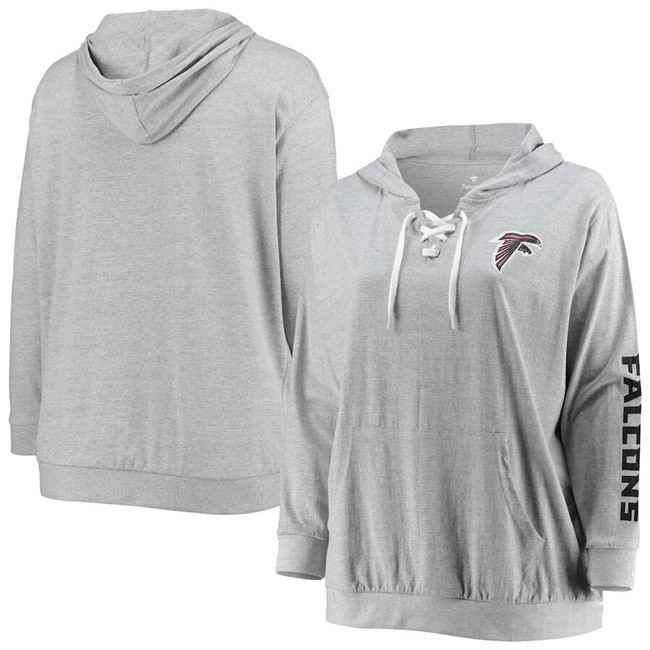 Women's Atlanta Falcons Heathered Gray  Lace-Up Pullover Hoodie