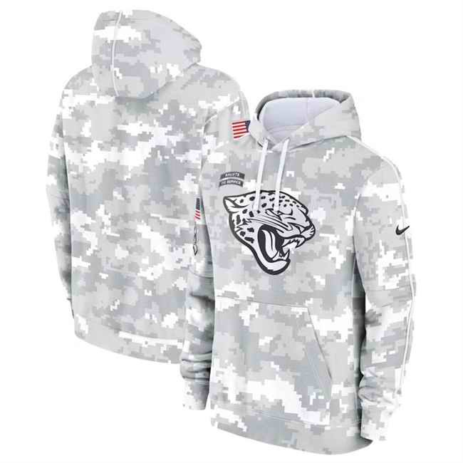 Youth Jacksonville Jaguars 2024 White/Gray Salute To Service Pullover Hoodie