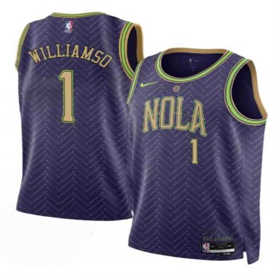 Men's New Orleans Pelicans #1 Zion Williamson Purple 2024-25 City Ediiton Stitched Basketball Jersey