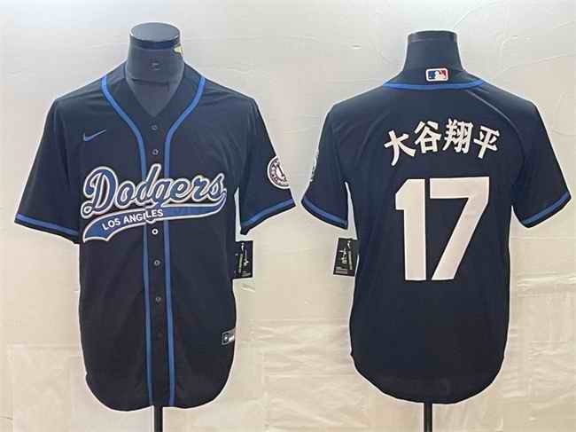 Men's Los Angeles Dodgers #17 ''?? Black Cool Base With Patch Stitched Baseball Jersey