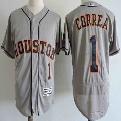 Men's Houston Astros #1 Carlos Correa Gray Elite Stitched MLB Jersey