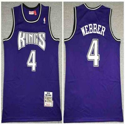 Men's Sacramento Kings #4 Chris Webber Purple Throwback Stitched Jersey