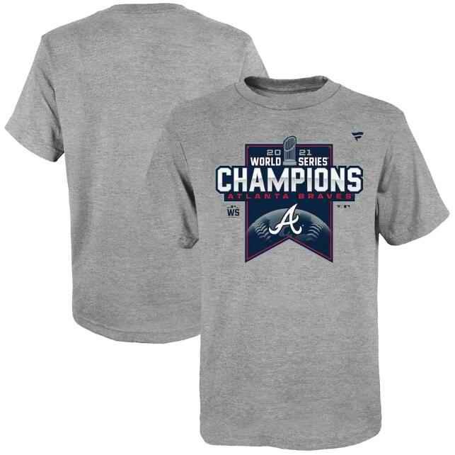 Youth Atlanta Braves Heathered Gray 2021 World Series Champions Locker Room T-Shirt