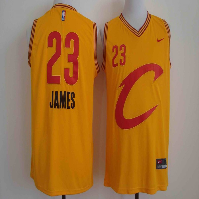 Men's Nike Cleveland Cavaliers #23 LeBron James Yellow Stitched NBA C Jersey