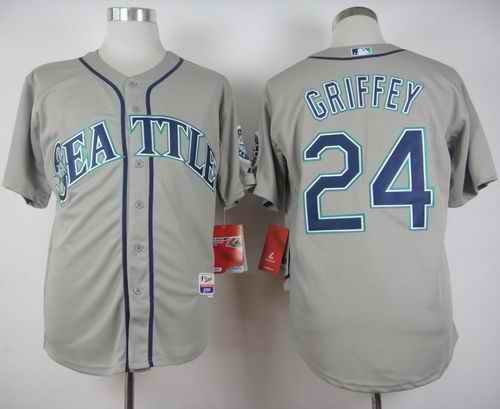 Mariners #24 Ken Griffey Stitched Grey Cool Base MLB Jersey