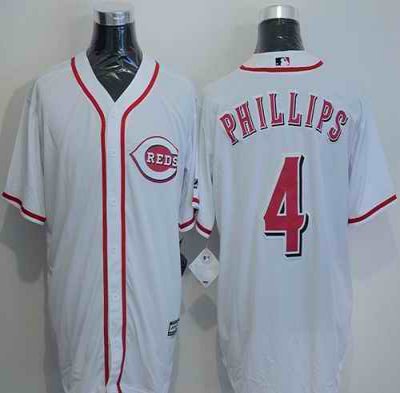 Reds #4 Brandon Phillips White New Cool Base Stitched MLB Jersey