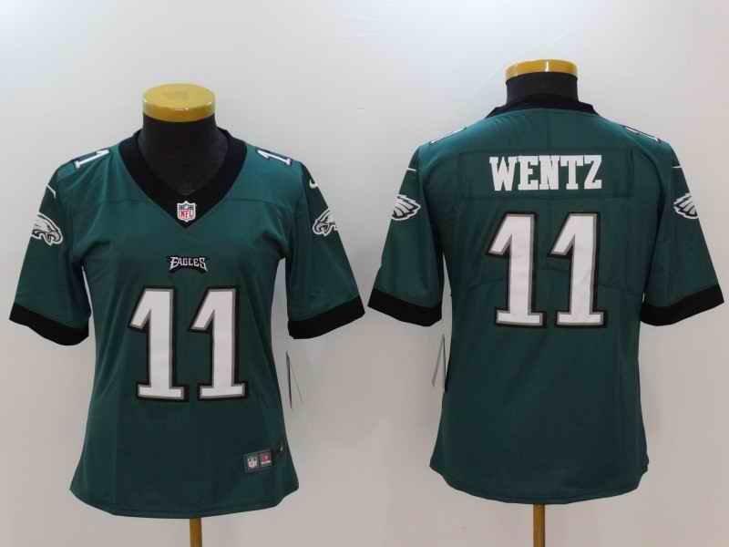 Women's Philadelphia Eagles #11 Carson Wentz Green Vapor Untouchable Player Limited Jersey