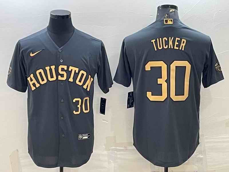 Men's Houston Astros #30 Kyle Tucker 2022 All-Star Charcoal Cool Base Stitched Baseball Jersey