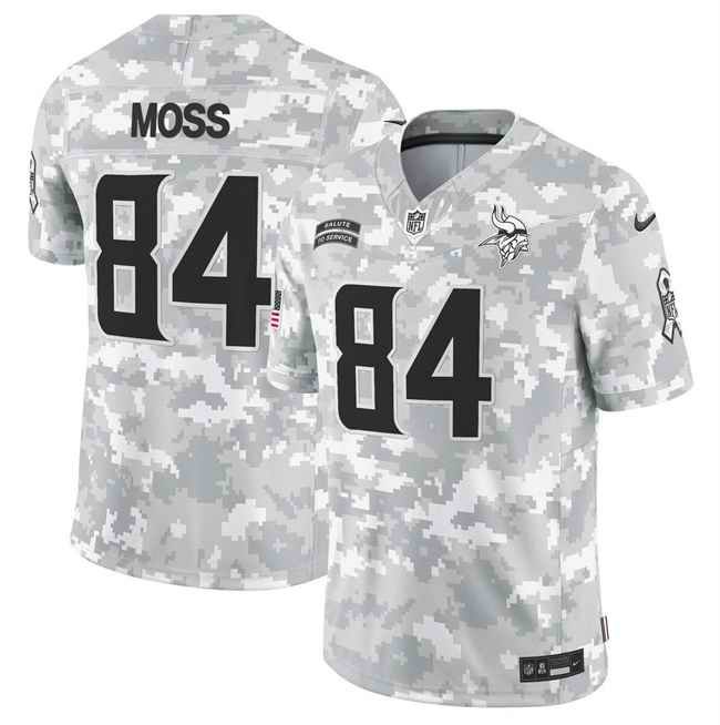 Men's Minnesota Vikings #84 Randy Moss  2024 F.U.S.E Arctic Camo Salute to Service Limited Stitched Football Jersey