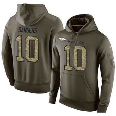 NFL Men's Nike Denver Broncos #10 Emmanuel Sanders Stitched Green Olive Salute To Service KO Performance Hoodie