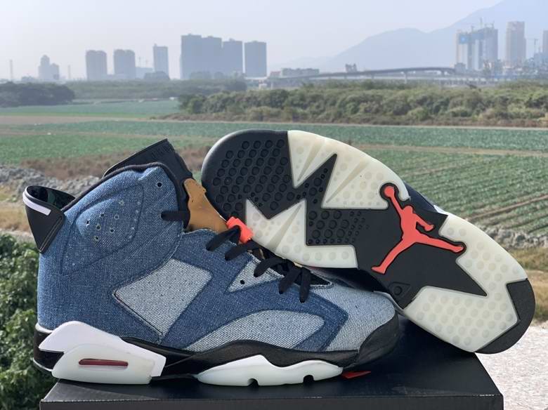 Men's Running Weapon Super Quality Air Jordan 6 Washed Denim Shoes 010