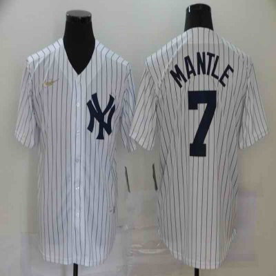 Men's New York Yankees #7 Mickey Mantle New White Throwback Cool Base Stitched Jersey