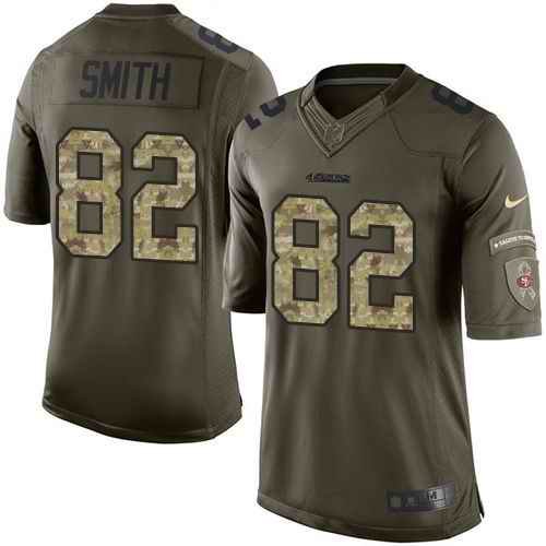 Nike 49ers #82 Torrey Smith Green Youth Stitched NFL Limited Salute to Service Jersey