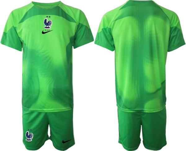 Men's France Goalkeeper Green 2022 FIFA World Cup Home Soccer Jersey Suit