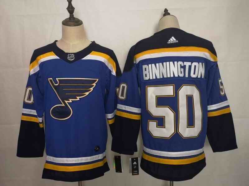 Men's St. Louis Blues #50 Jordan Binnington Blue Fashion Stitched NHL Jersey