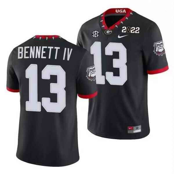 Georgia Bulldogs #13 Stetson Bennett 2022 Patch Black Football Stitched Game Jersey