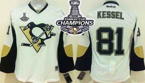 Penguins #81 Phil Kessel White 2016 Stanley Cup Champions Stitched Youth NHL Jersey