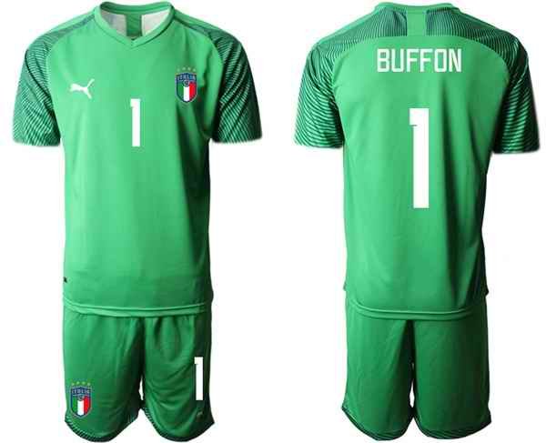 Men's Italy #1 Buffon Green Goalkeeper Soccer Jersey Suit