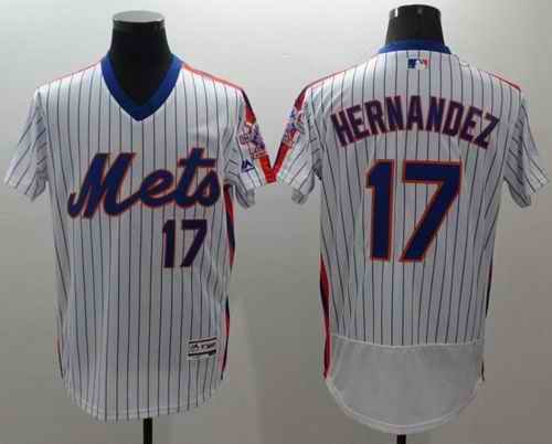 Mets #17 Keith Hernandez White(Blue Strip) Flexbase Authentic Collection Alternate Stitched MLB Jersey