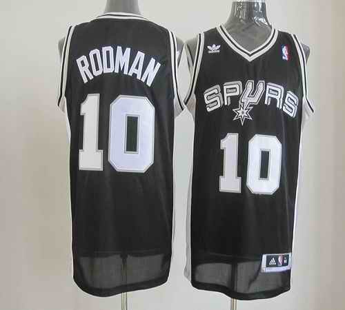 Spurs #10 Dennis Rodman Black Revolution 30 Stitched NBA Jersey