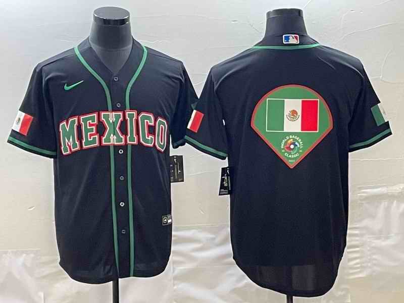 Men's Mexico Baseball 2023 Black World Baseball Big Logo Classic Stitched Jersey