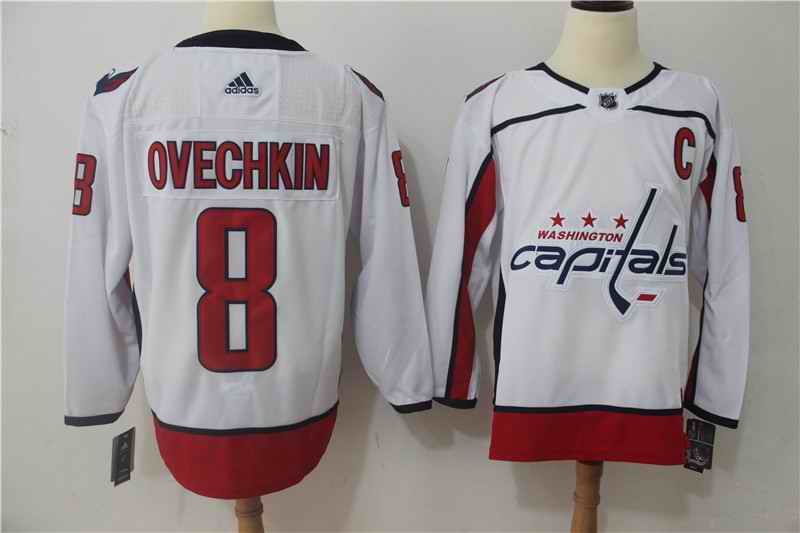 Men's Adidas Washington Capitals #8 Alexander Ovechkin White Stitched NHL Jersey