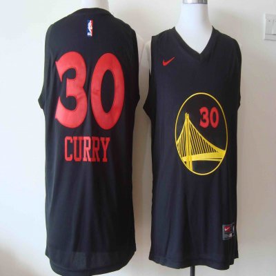 Men's Nike Golden State Warriors #30 Stephen Curry Black With Red Fashion Stitched NBA Jersey