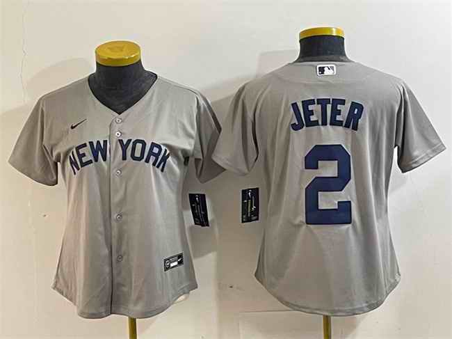 Youth New York Yankees #2 Derek Jeter Grey Stitched Baseball Jersey