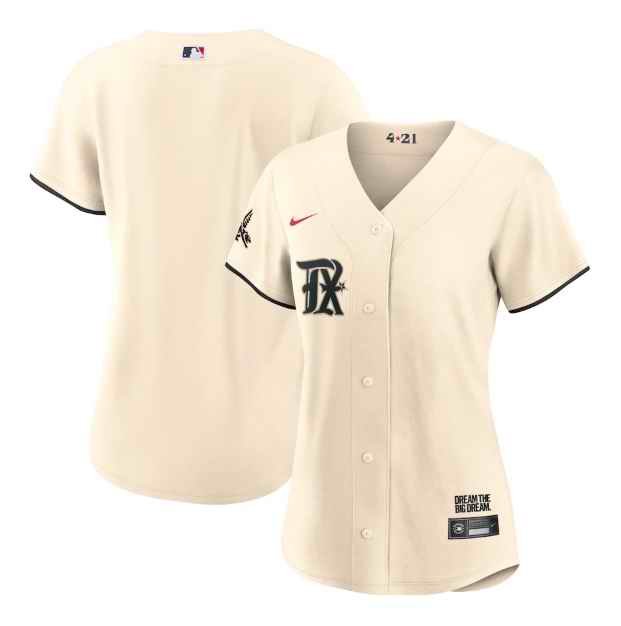 Women's Texas Rangers Blank Cream 2023 City Connect Stitched Baseball Jersey(Run Small)