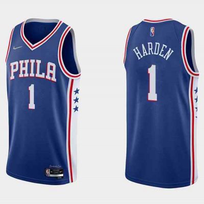 Youth Philadelphia 76ers #1 James Harden Royal Icon Edition Swingman Stitched Jersey