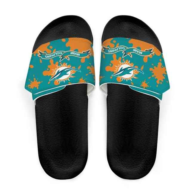 Men's Miami Dolphins Beach Adjustable Slides Non-Slip Slippers/Sandals/Shoes 003